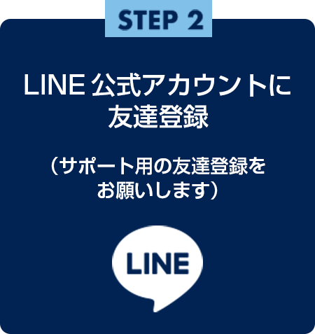 step2 LINE公式アカウントに友達登録（サポート用の友達登録をお願いします）